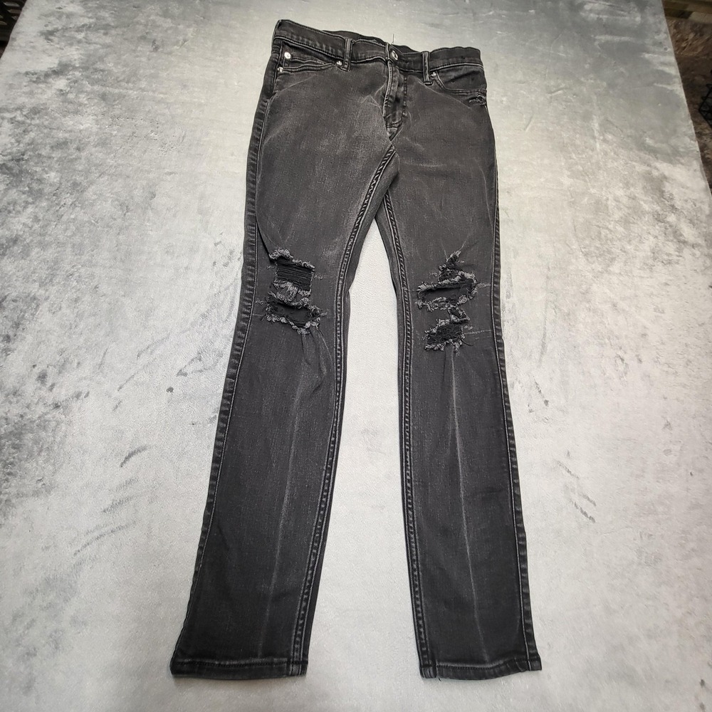 Abercrombie & Fitch Jeans Mens 30x30 Black Super Skinny Stretch Distressed
